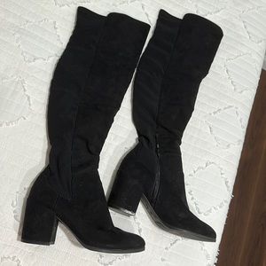 Unisa knee high suede black heeled boots